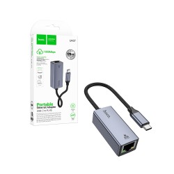 Adaptador Hoco UA37 Tipo-C para Ethernet 100Mbps Cinza Metálico